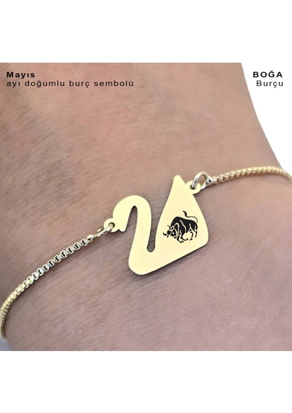 Boğa Burçlarına Özel 14 Ayar Altın Plakalı Zincirli Kuğu Kuşu Motifli Hediye fırsatları