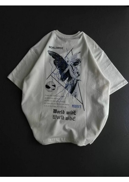 Bisiklet Desenli Oversize T-Shirt - Beyaz fiyatları