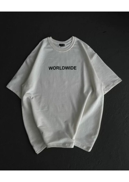 Bisiklet Desenli Oversize T-Shirt - Beyaz modelleri