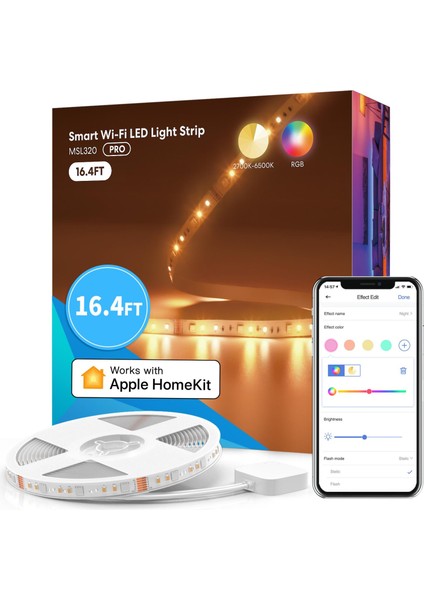 Akıllı LED Şerit Wi-Fi Rgb 5 Metre MSL320 Pro (Apple Home Destekli)