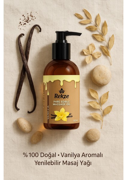 Vanilyalı Aromaterapi Yenilebilir Doğal Masaj Yağı 120 ml