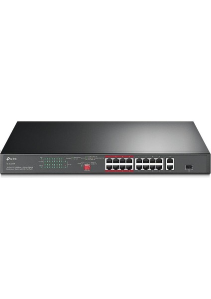 TL-SL1218P, 16-Port 10/100 Mbps + 2-Port Gigabit Rackmount Switch with 16-Port PoE+