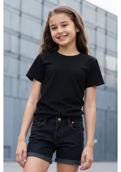Siyah Çocuk T-Shirt Kız Erkek Unisex | %100 Pamuk |