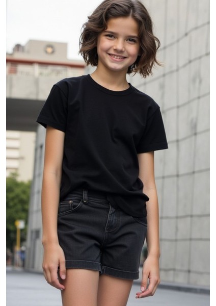 Siyah Çocuk T-Shirt Kız Erkek Unisex | %100 Pamuk |