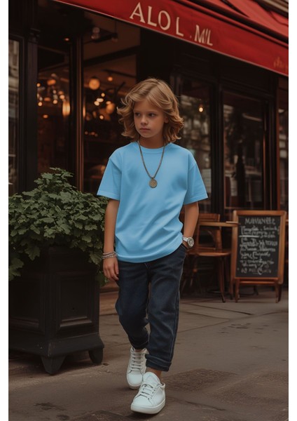 Mavi Çocuk T-Shirt Kız Erkek Unisex | %100 Pamuk |