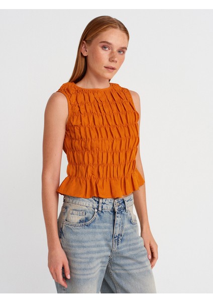 50845 Kolsuz Crop Bluz-Oranj