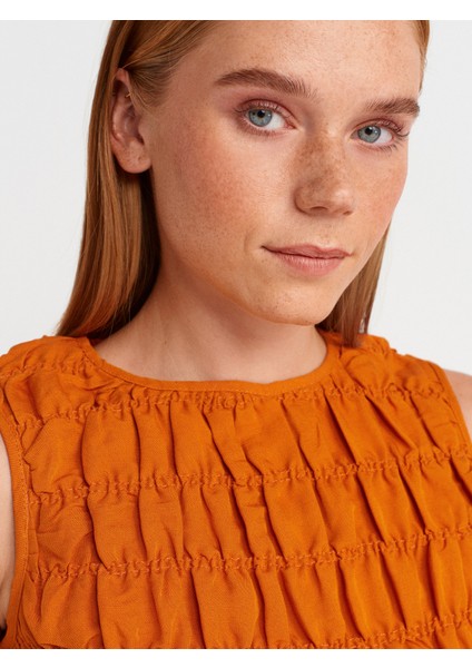 50845 Kolsuz Crop Bluz-Oranj modelleri