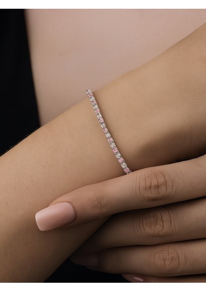 Pembe ve Beyaz Taşlı Ayarlanabilir Bileklik modelleri
