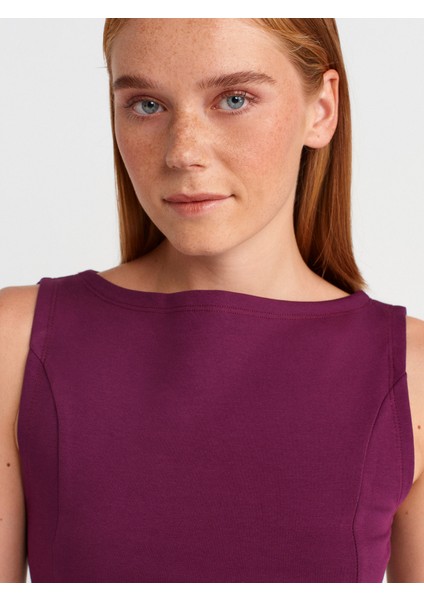 21001 Kayık Yaka Peplum Top-Mor modelleri