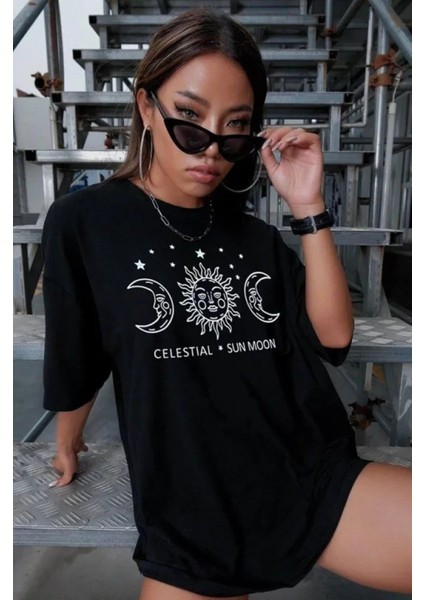 Siyah Baskılı Oversize Unisex T-Shirt fiyatları