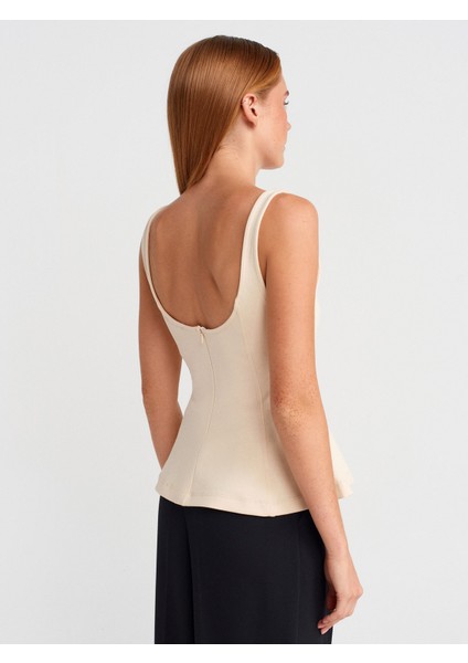 21063 Kalın Askılı Peplum Top-Taş fiyatları