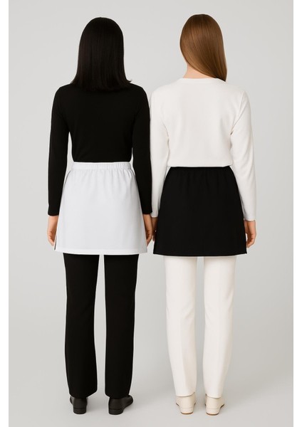 Mırach 2'li Paket Yırtmaçlı Penye Içlik Etek Seti - Siyah ve Beyaz | Uzatıcı Etek Astar