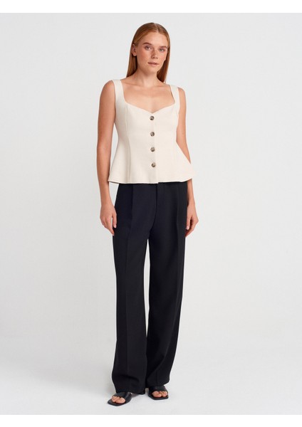 31987 Peplum Etekli Yelek-Açık Bej indirimleri