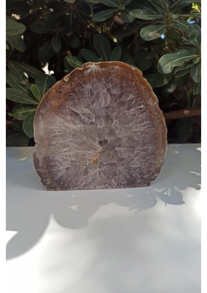 Ortası Ametist, Kuvars Kristali Dekoratif Akik Parça 32KA