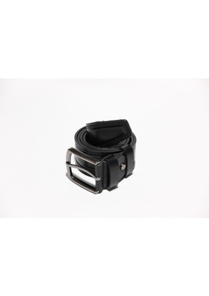 %100 Deri 4 cm Tbk 015 Siyah Kenar Desenli Düz