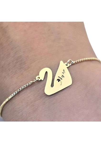 14 Ayar Altın Plakalı Ayşe Ismine Özel Kuğu Kuşu Motifli Zincirli Hediye BILEKLIK-599ISIM fırsatları