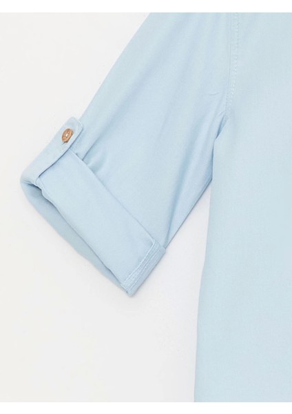 Lcw Kids Mavi Hakim Yaka Uzun Kollu Basic Erkek Bebek Gömlek modelleri