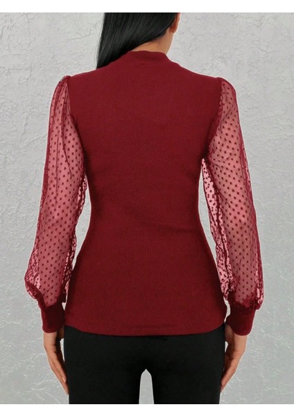 Şık Tül Detaylı Yarım Balıkçı Kaşkorse Bluz fiyatları