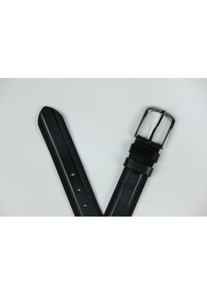 %100 Deri 4 cm Tbk 018 Siyah Kenar Desenli fiyatları