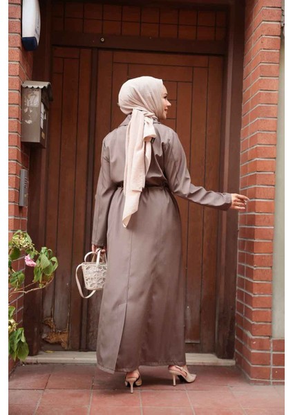 Düğmeli Vizon Tesettür Trençkot 684V fiyatları