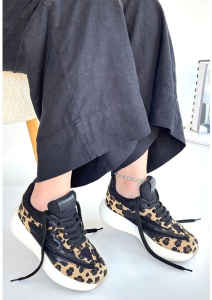 Mark Leopar Süet Bağcıklı Spor Ayakkabı