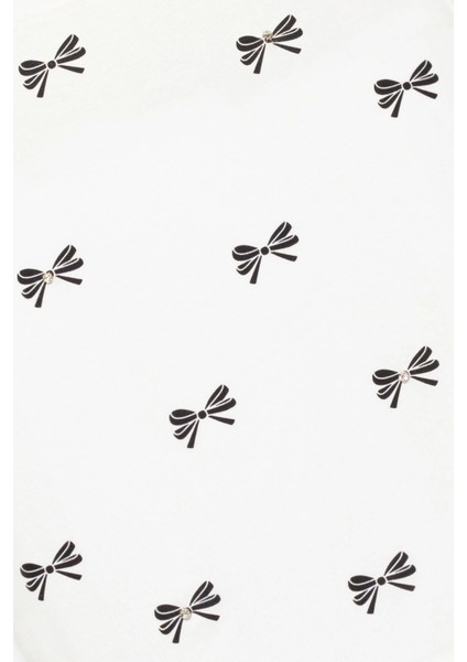 Kız Çocuk Fiyonklu Taş Işlemeli Kısa Kollu T-Shirt -Çocuk Giyim fiyatları