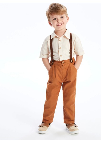 Lcw Kids Bej Kısa Kollu Erkek Bebek Gömlek Pantolon ve Pantolon Askısı 3'lü Takım fiyatları