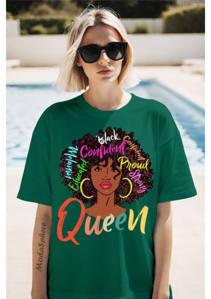 Queen Baskılı Unisex Oversize Tişört