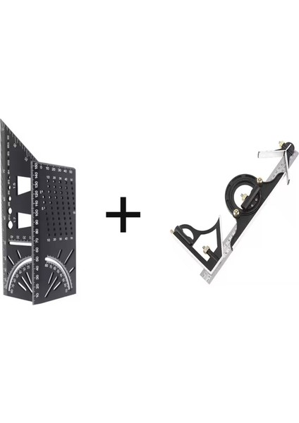 Alüminyum 3D Açılı Işaretleme Gönyesi 150 Mm. ve 5081 Terazili Ayarlı Gönye 300 Mm.