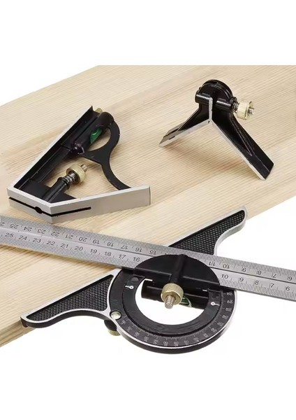 Alüminyum 3D Açılı Işaretleme Gönyesi 150 Mm. ve 5081 Terazili Ayarlı Gönye 300 Mm.