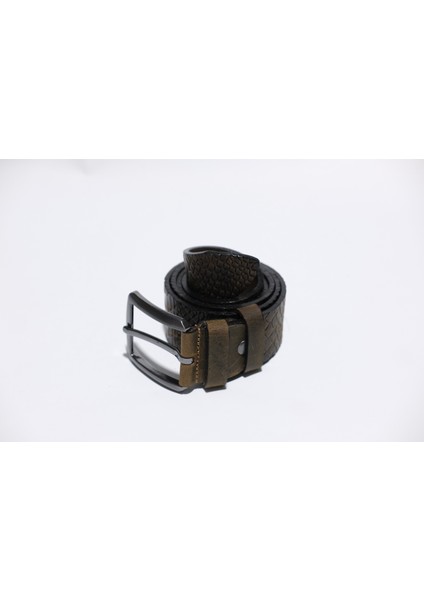 %100 Deri 4 cm Tbk 003 Haki Yeşil Desenli