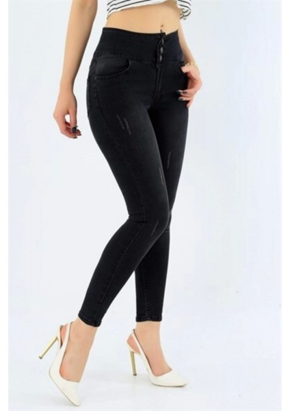 Yüksek Bel Kadın Jean Pantolon 90 cm Uzunluğunda