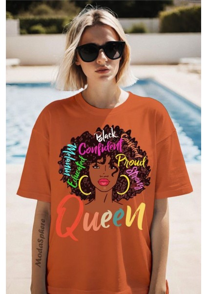 Queen Baskılı Unisex Oversize Tişört