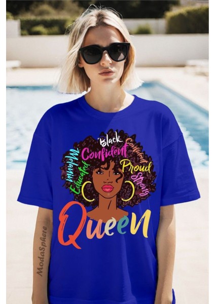 Queen Baskılı Unisex Oversize Tişört