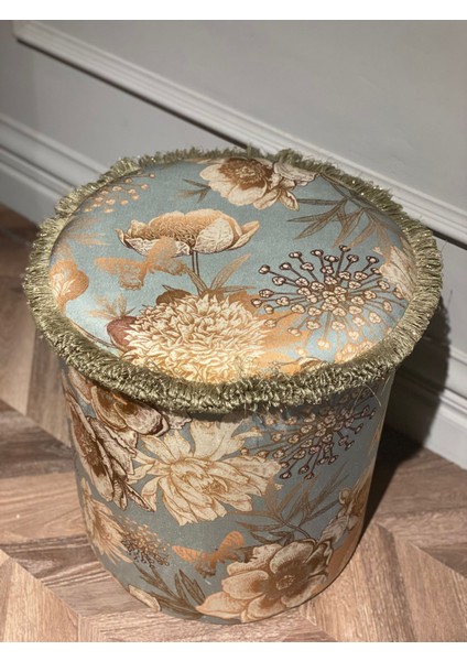 Kuş Desenli Saçaklı Puf