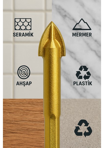 Krıstal Ok Tipi Elmas Matkap Ucu 6 mm (Granit - Seramik - Cam Delme) fırsatları