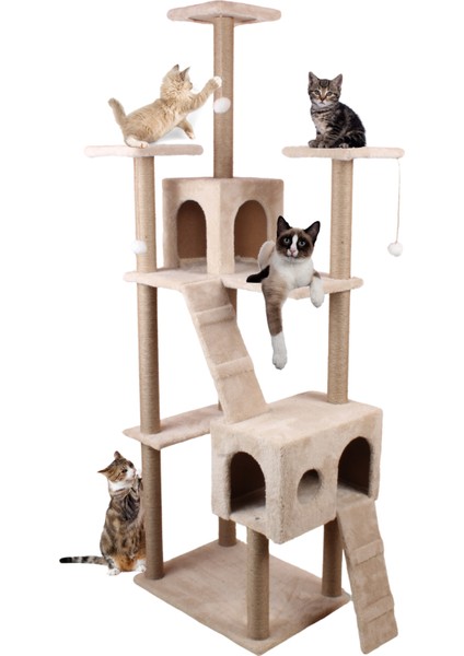 Residence Kedi Tırmalama Evi Bej