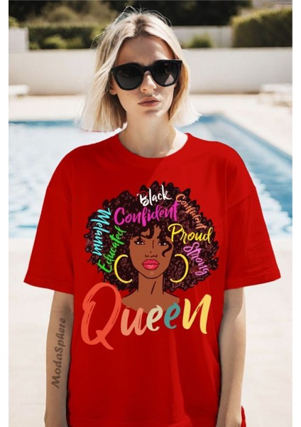 Queen Baskılı Unisex Oversize Tişört