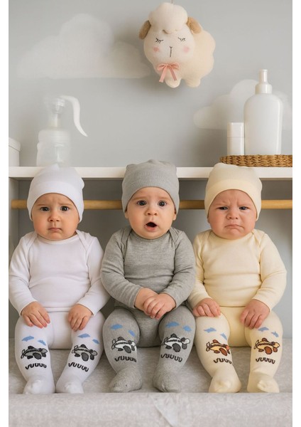 3'lü Unisex Bebek & Çocuk Pamuklu Külotlu Çorap Renkli Uçak Desenli fiyatları