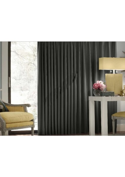 Antrasit Renk Işık Geçirmez Blackout Fon Perde – Tam Karanlık,şık Tasarım, Makinede Yıkanabilir