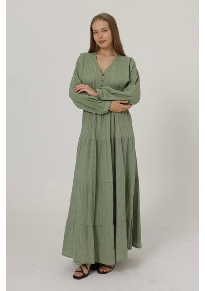 Haki Uzun Kol Kemerli Elbise fiyatları