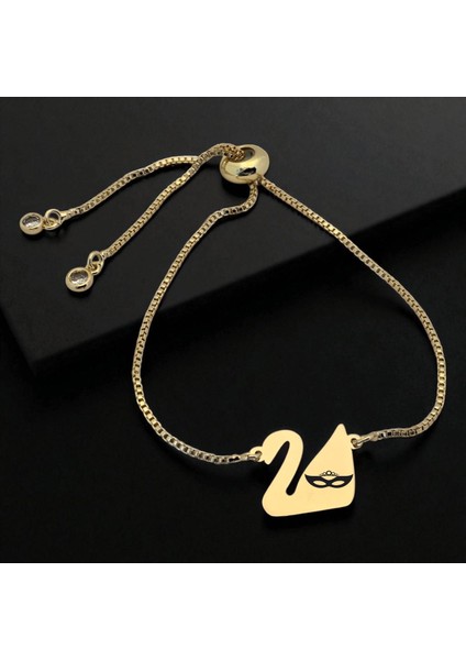 14 Ayar Plakalı Altın Bal Maske Temalı Zincirli Kuğu Kuşu Motifli Hediye BILEKLIK-599SEMBOL fiyatları