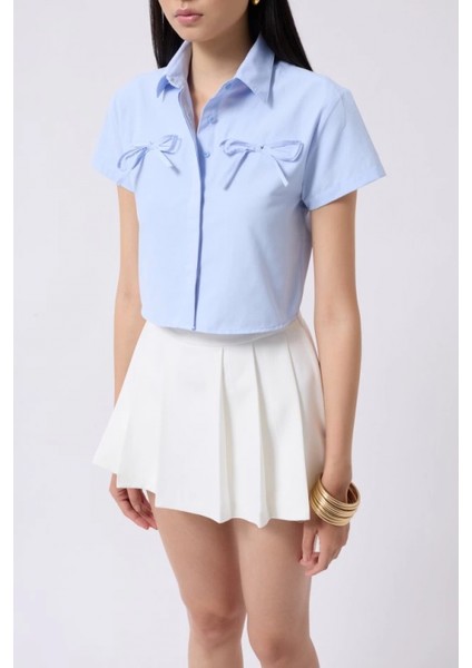 Kurdele Detaylı Crop Gömlek fırsatları