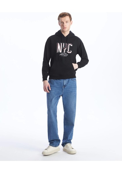 Xsıde Siyah Uzun Kollu Baskılı Erkek Hoodie modelleri
