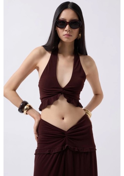 Yumuşak Kumaşlı Kadın Crop Bluz modelleri