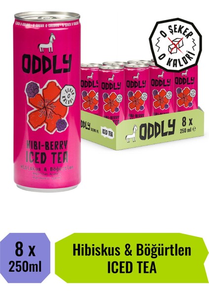 Hıbıberry Soğuk Çay Kutu Hibiscus Böğürtlen 250 ml x 8 Adet