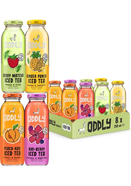 Saçma İyi Soğuk Çay Dörtlüsü (Peach-Rooi, Hibi-Berry, Ginger-Punch, Berry- Matcha) Cam 250 ml 8 Adet fiyatları