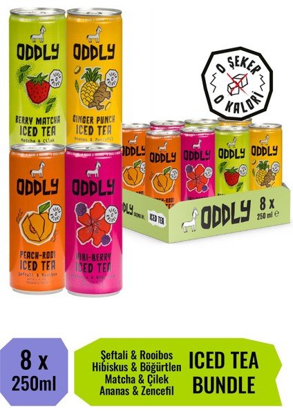Saçma İyi Soğuk Çay Dörtlüsü (Peach-Rooi, Hibi-Berry, Ginger-Punch, Berry- Matcha) Kutu 250 ml 8 Adet