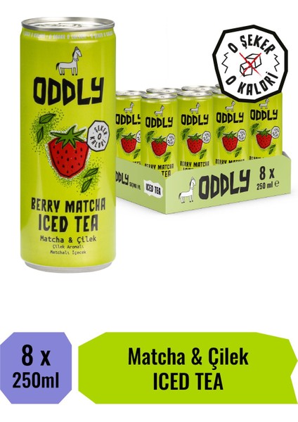 Berry Matcha Soğuk Çay Kutu Çilek Matcha 250 ml x 8 Adet