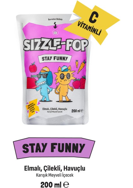 STAY FUNNY HAVUÇ KIRMIZI ELMA ÇİLEK POUCH 200 ML